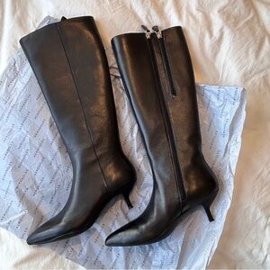 AEROSOLES Black Heeled Leather Boots